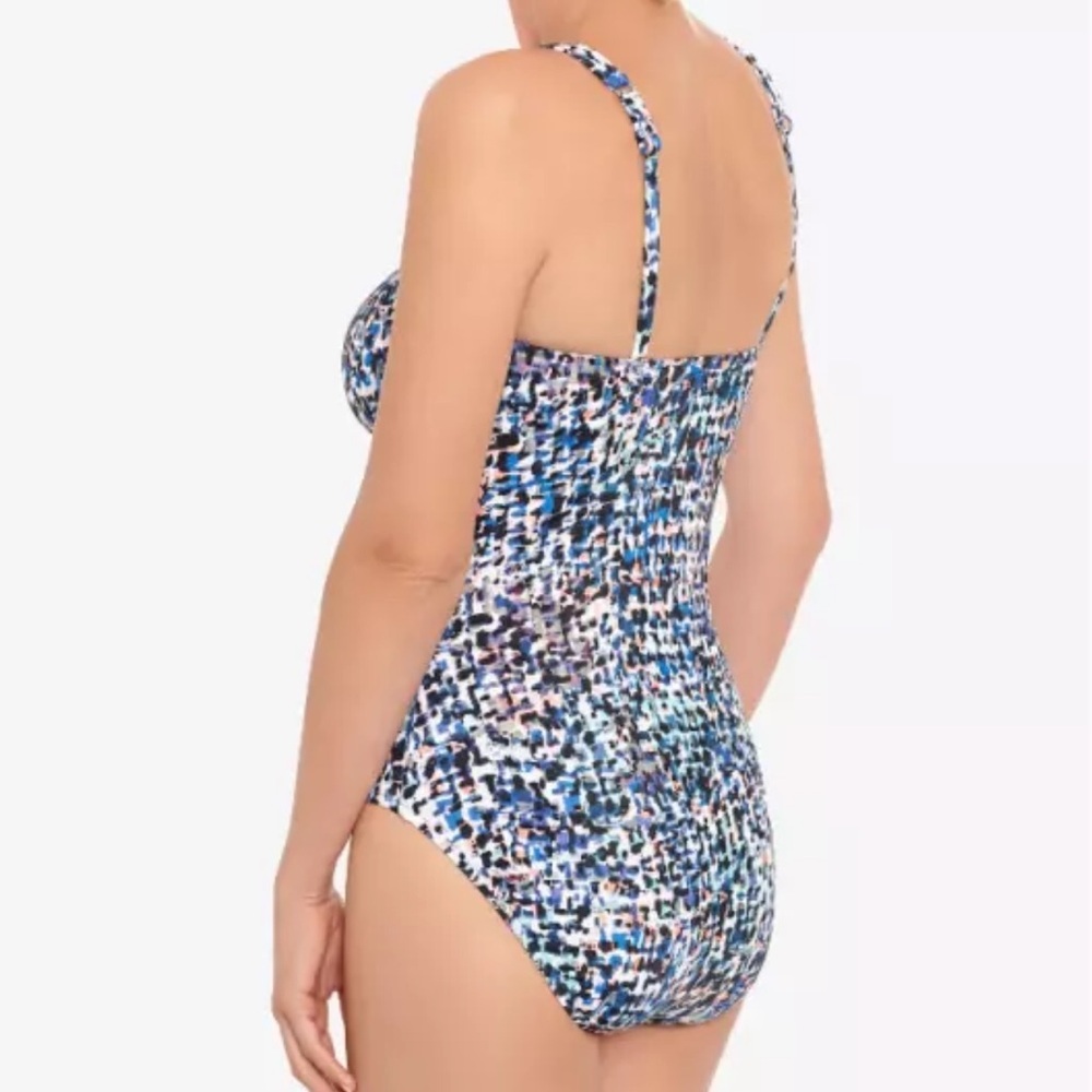 Swim Solutions Women Shirred-Front Tummy Control One Piece Swimsuit Sz 12 10598 - Picture 9 of 9
